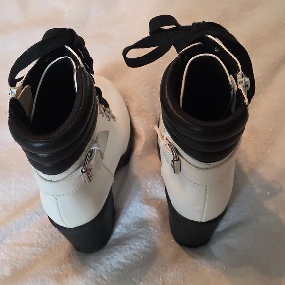 Mia Annamaria White Edgy Chunky Combat Ankle Boots 8.5 - Picture 5 of 8